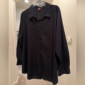 Woman Within black long sleeve cotton/poly  blouse size 1X 22/24.